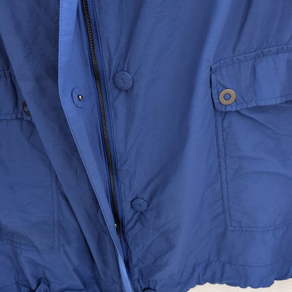 Eileen Fisher Royal Blue Rain Jacket High Collar Nylon Windbreaker Medium - Picture 4 of 7